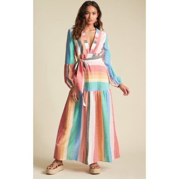 Billabong x Sincerely Jules Dresses & Skirts - Billabong x Sincerely Jules rainbow striped vneck maxi dress Size XS Boho